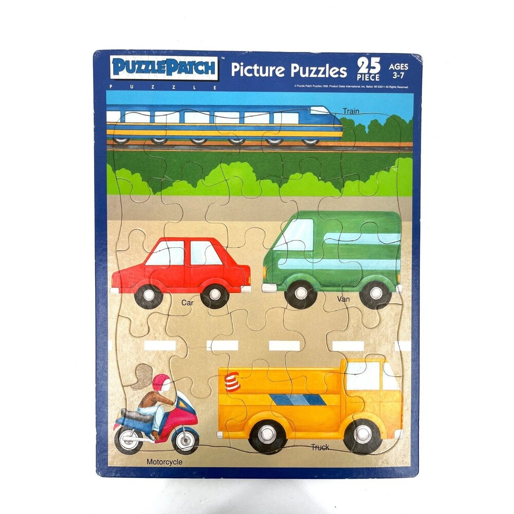 Puzzle Patch 25 Pc Tray Puzzle Vintage 1992 VEHICLES
